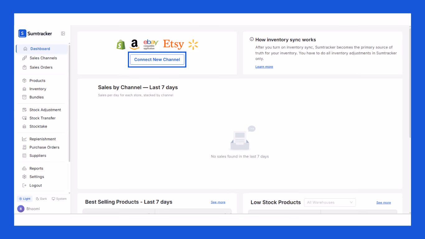 Sumtracker inventory dashboard
