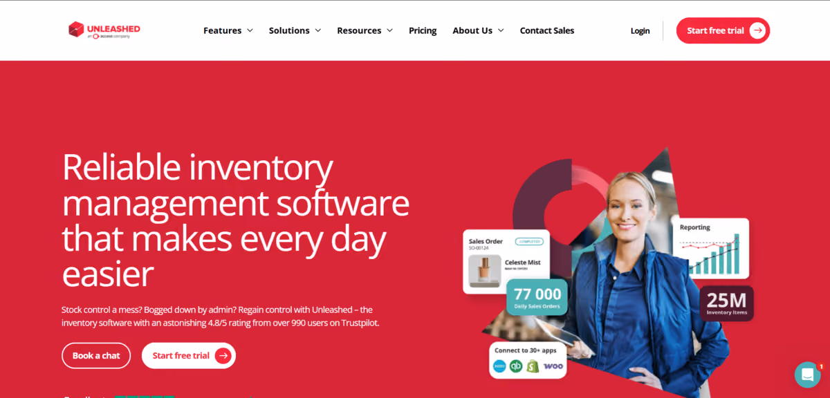 Unleashed inventory homepage 