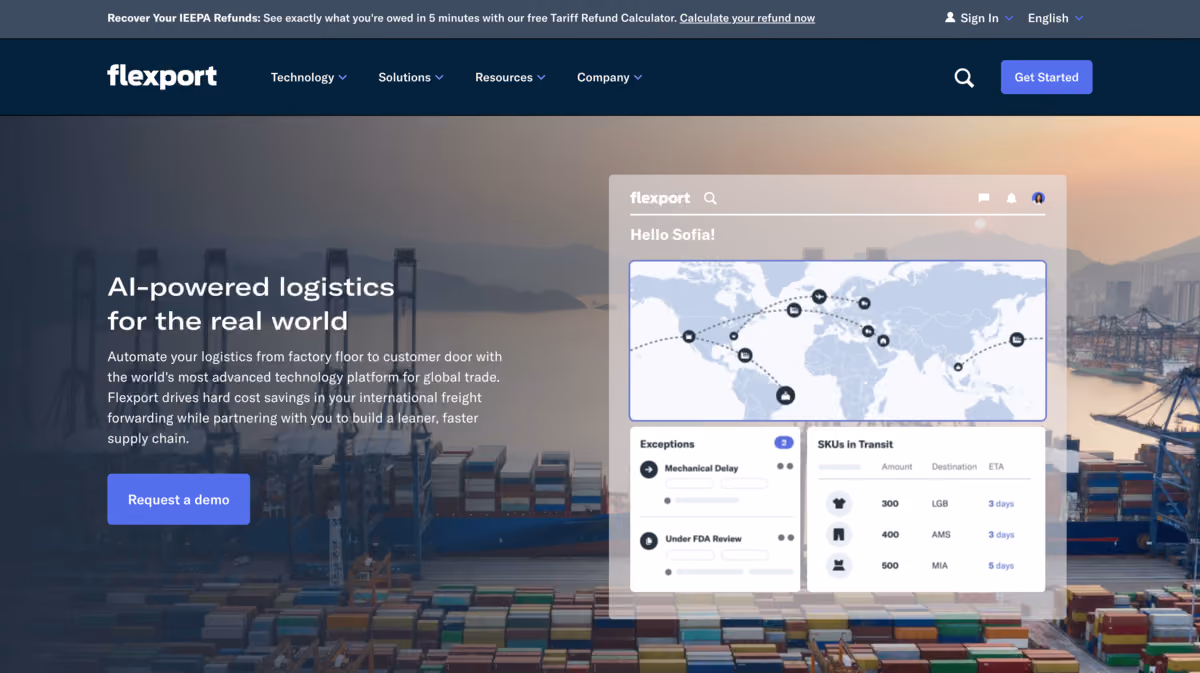 Flexport homepage