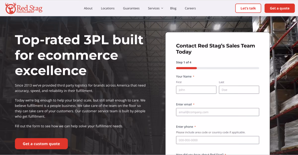 Red Stag Fulfillment homepage