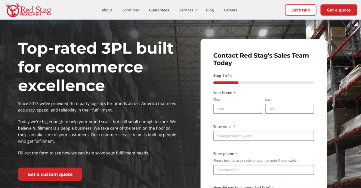 Red Stag Fulfillment homepage