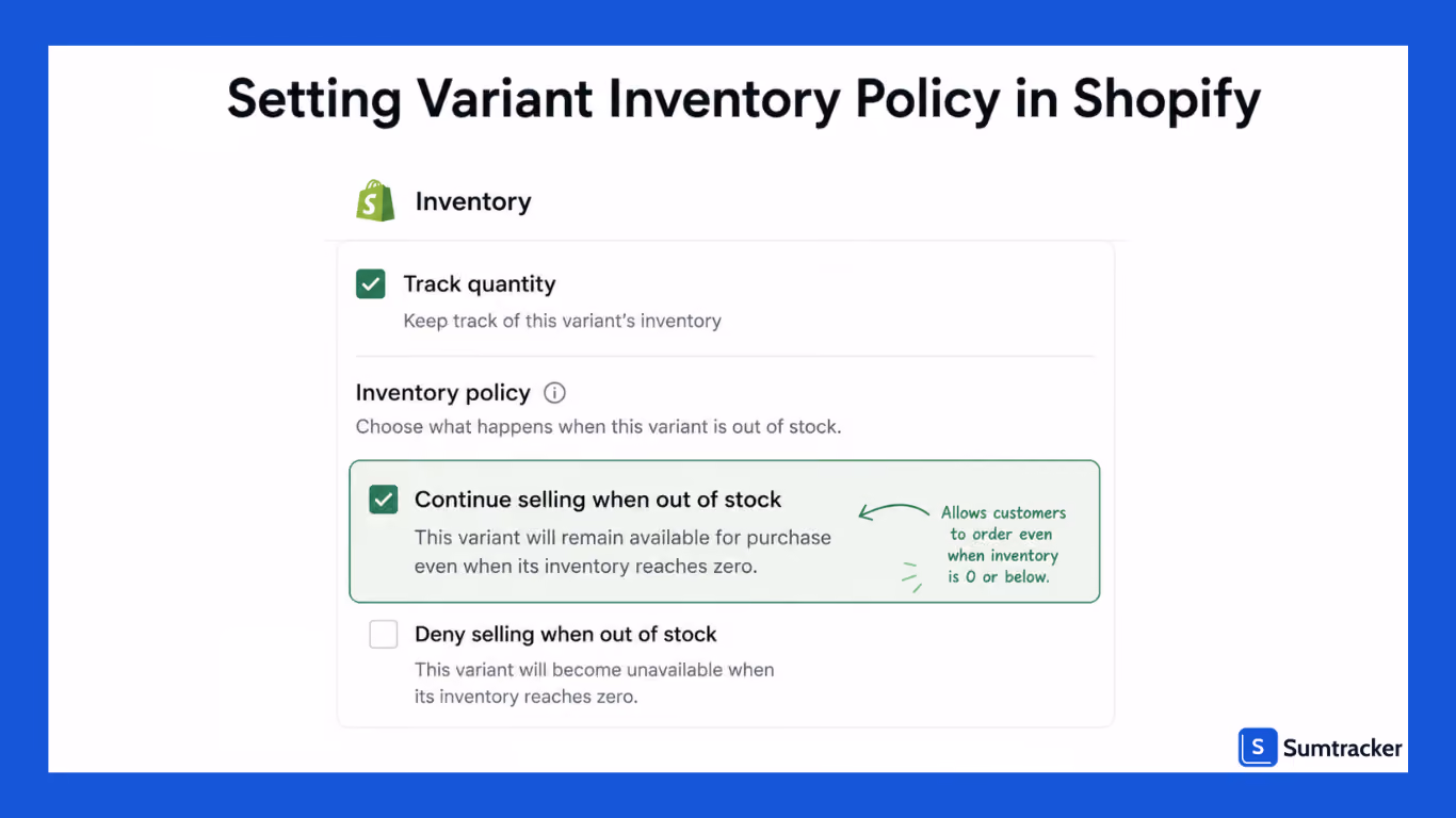 How to Set Variant Inventory Policy in Shopify
