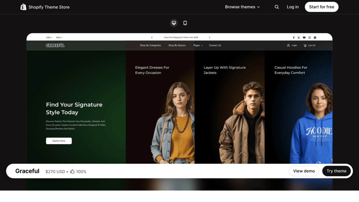 Graceful theme store page