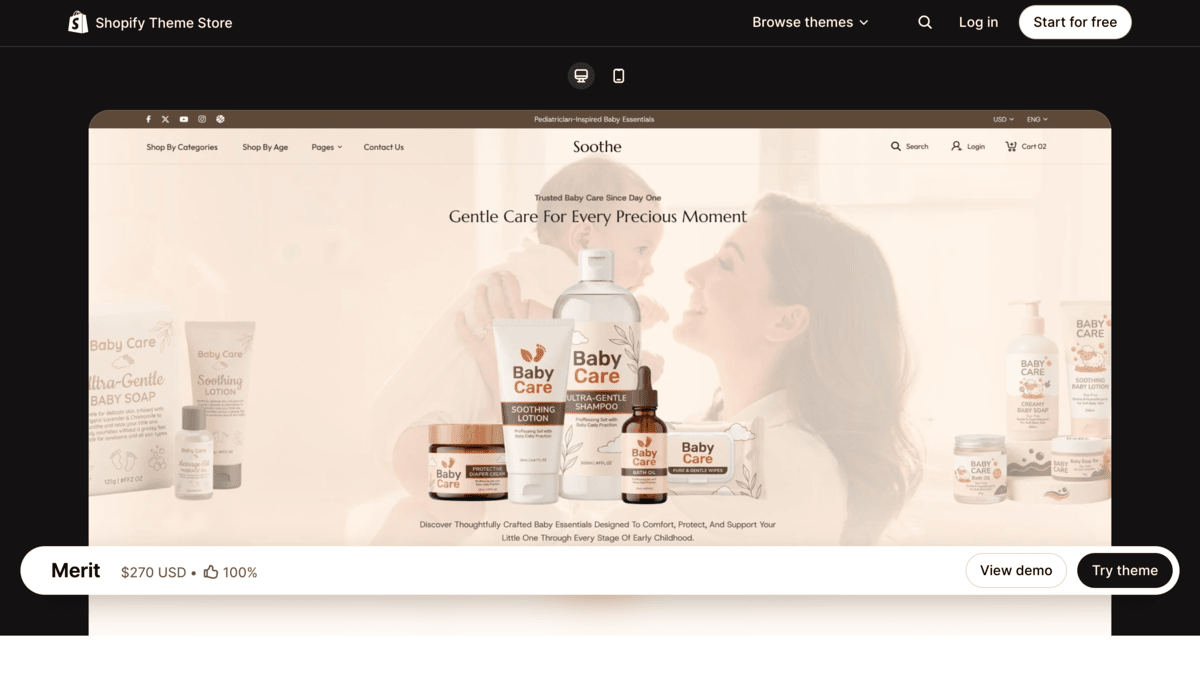 Merit theme store page