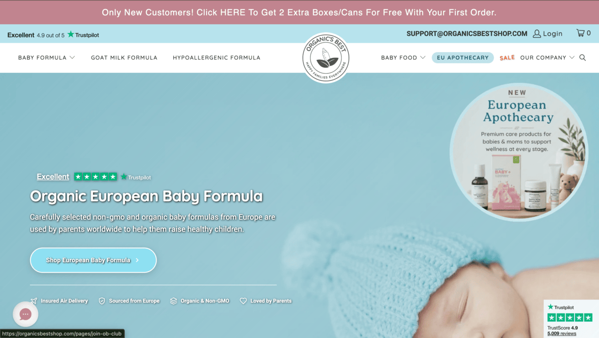 Organic's Best homepage