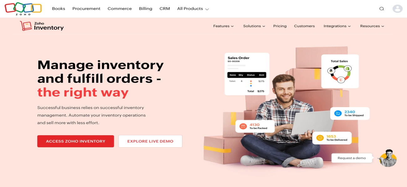 Zoho inventory homepage