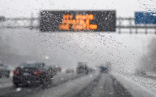 Highway sign with warning
