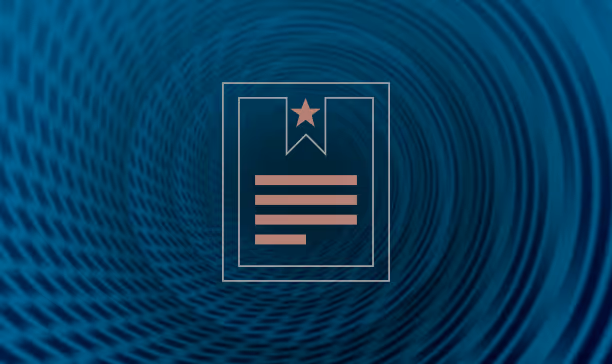Document icon with a star and lines over a blue vortex background.
