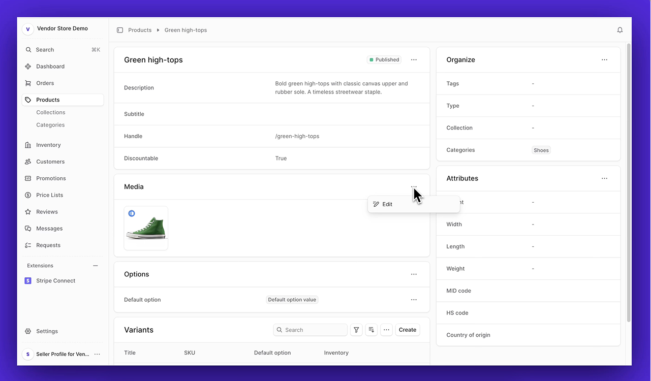 Vendor Store - Frontend View