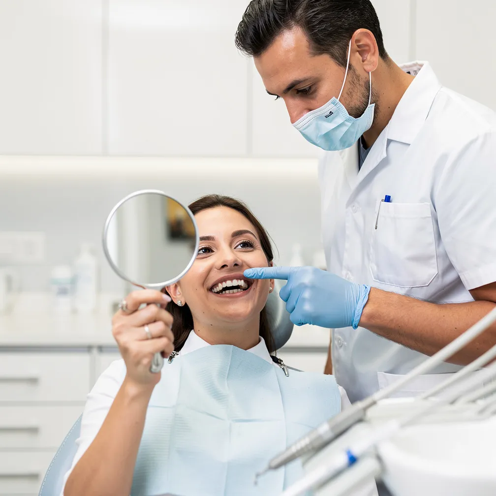 Trial fitting of the new smile at PLN Smile