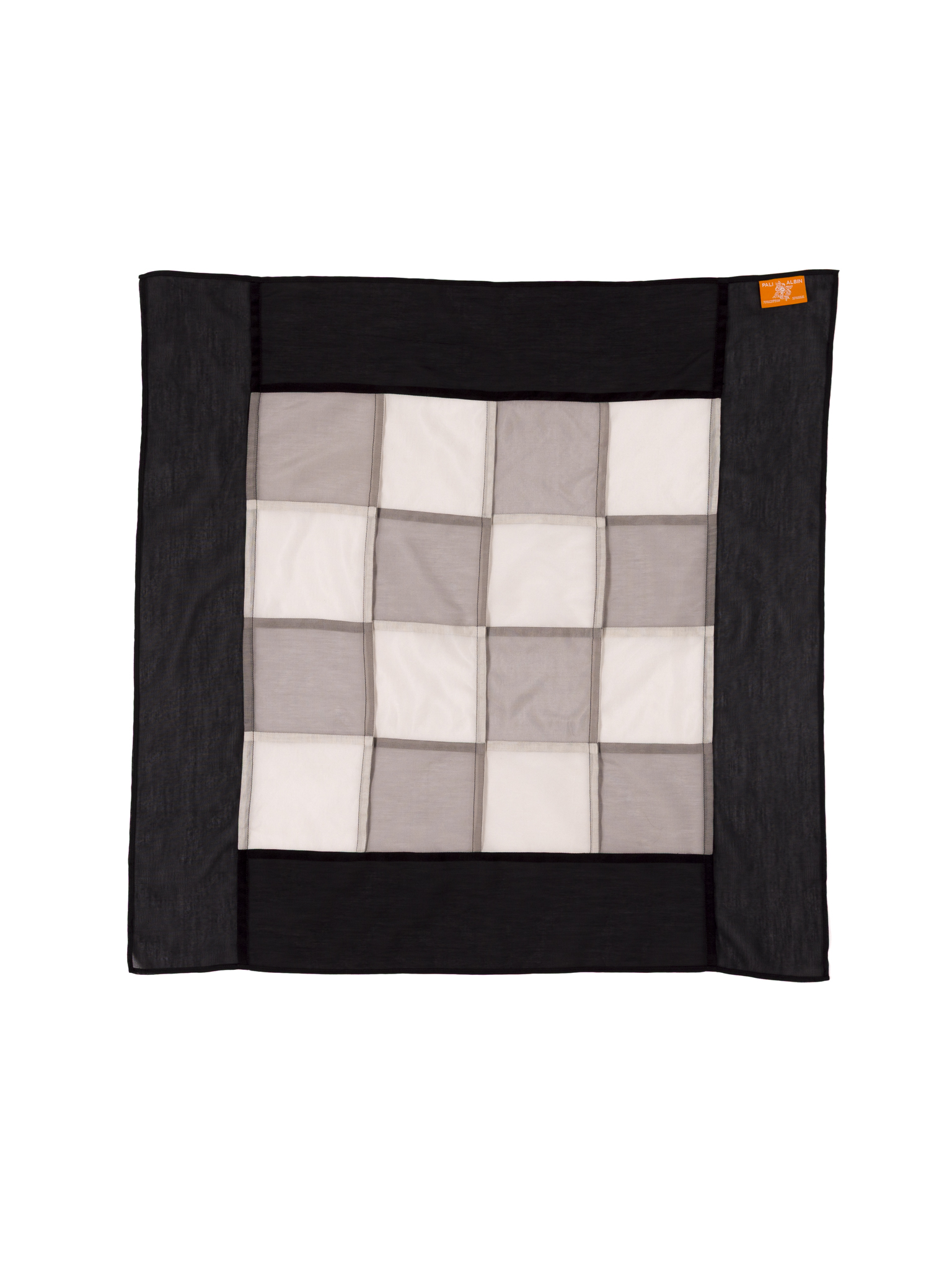 HRC checkered cotton silk scarf in black&white&grey