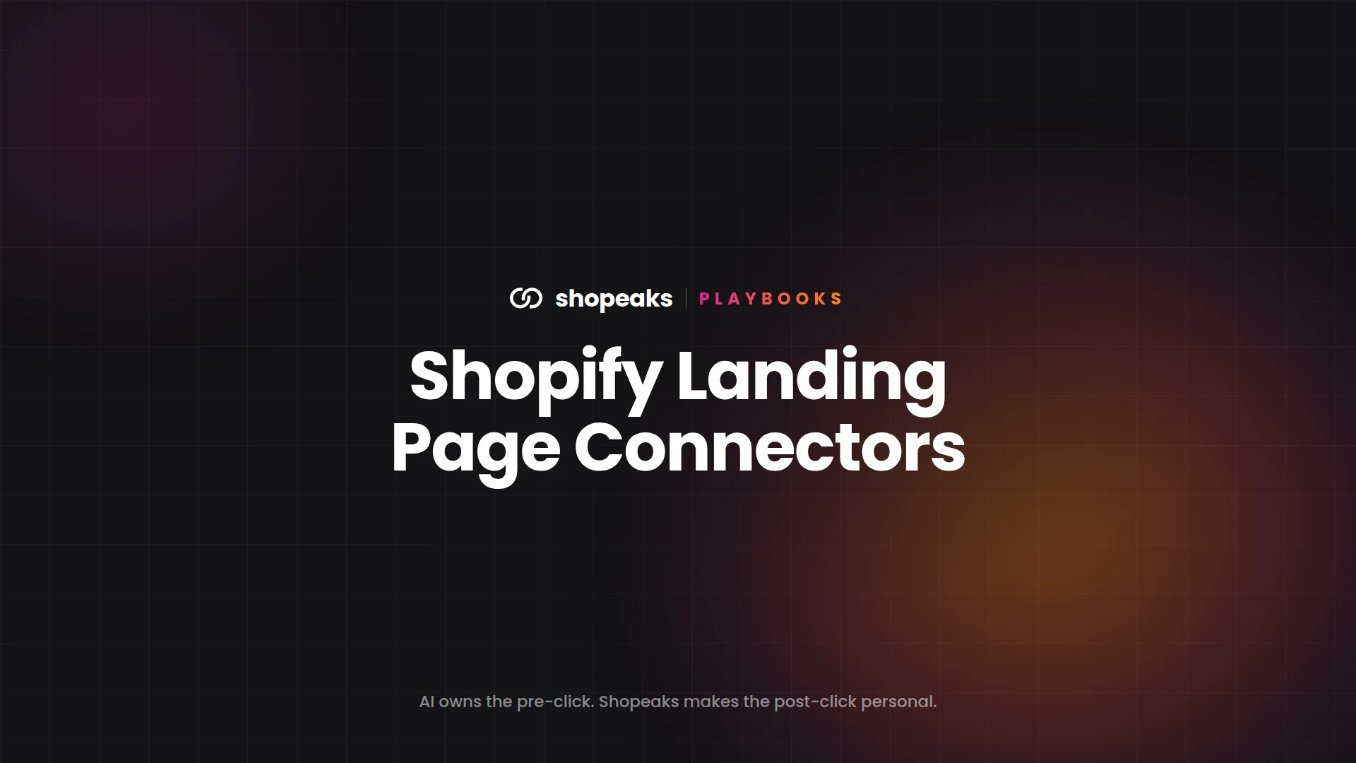 Shopeaks Playbooks: Shopify Landing Page Connectors