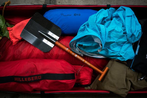 Some of the gear that Rudd packed for the trip.