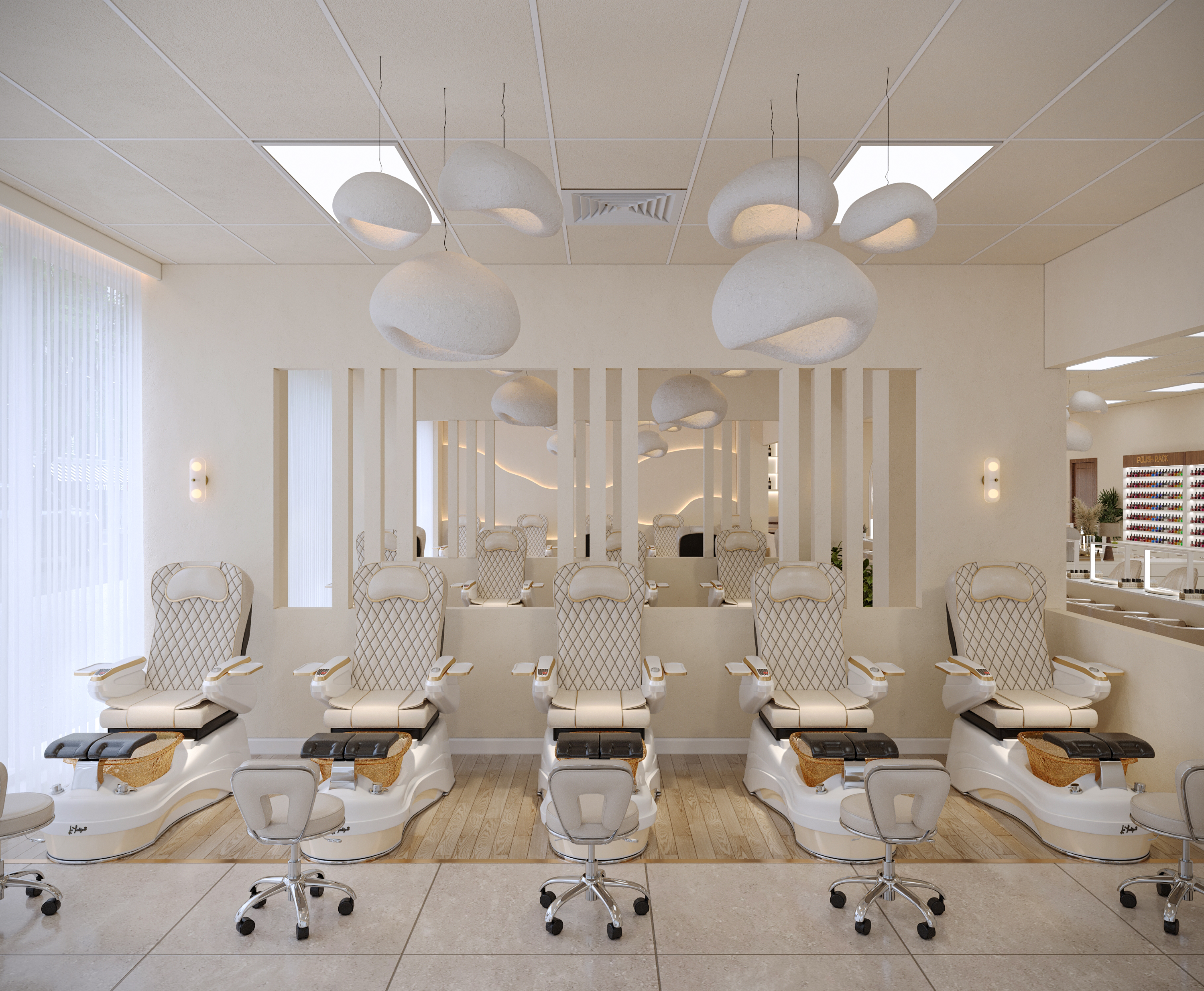Bản vẽ 3D thiết kế thi công tiệm nail chuyên nghiệp chuẩn Mỹ