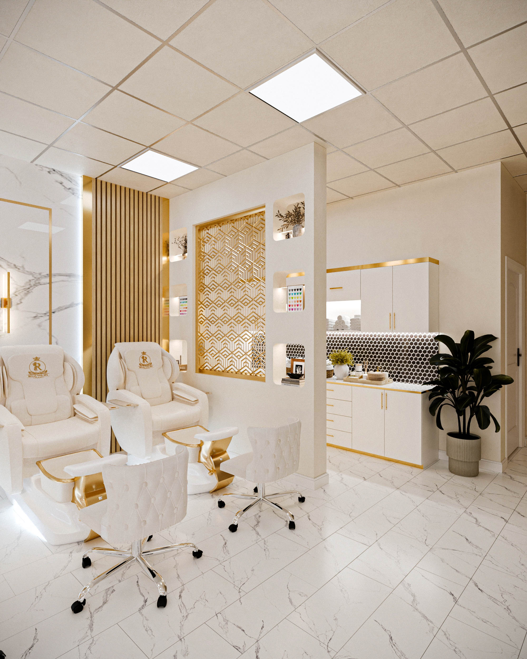 Mẫu thiết kế tiệm nails cao cấp phong cách Luxury sang trọng và cuốn hút
