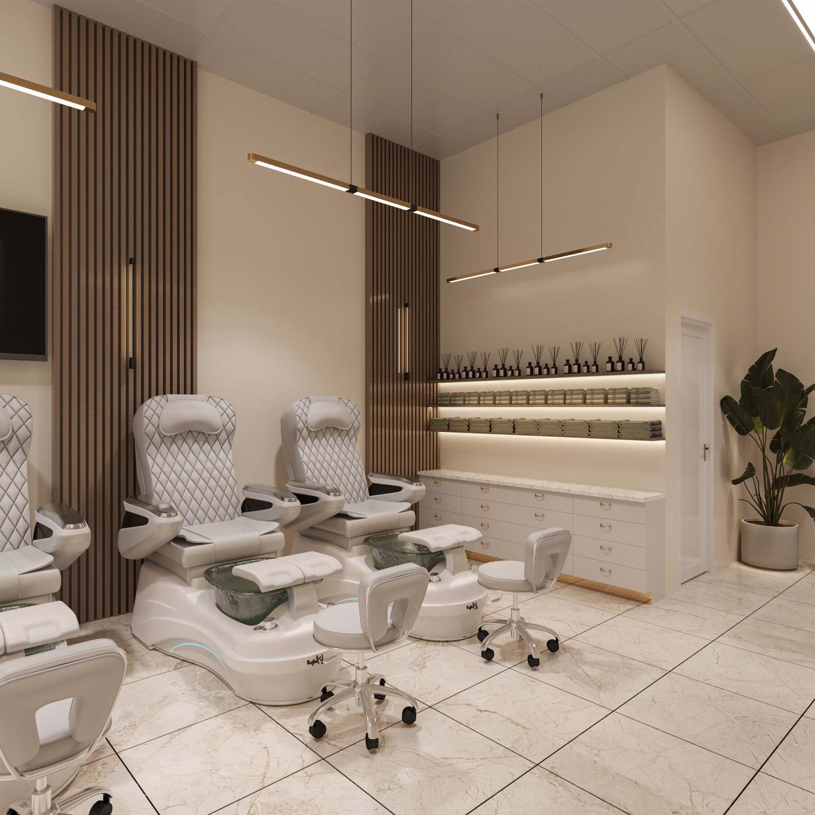 Không gian tiệm nail Atlanta đẹp mắt tối ưu diện tích