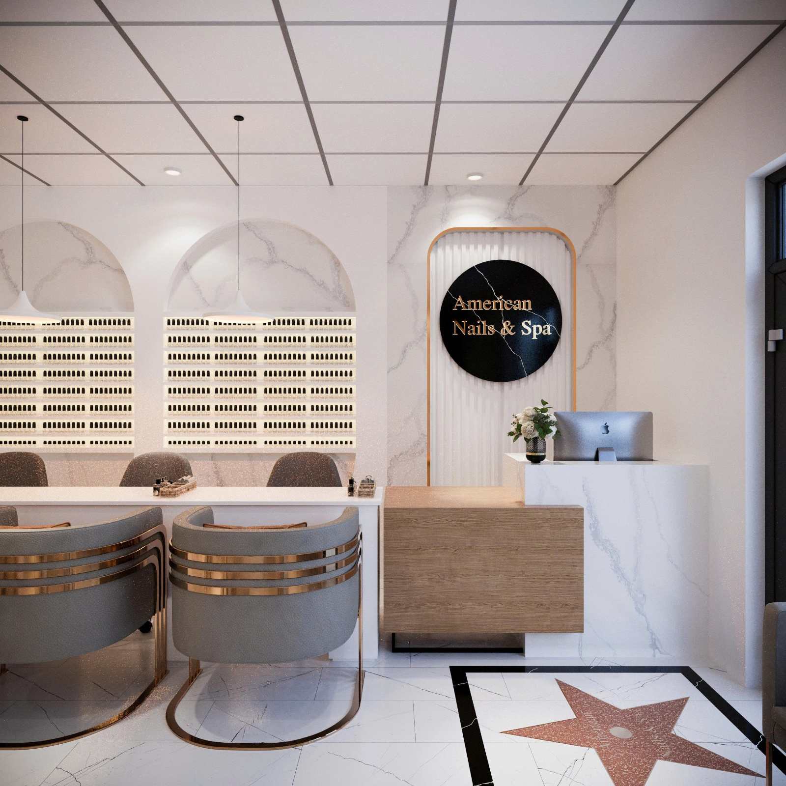 Mau tiem nail Dallas toi gian thanh lich 1500 Sqft