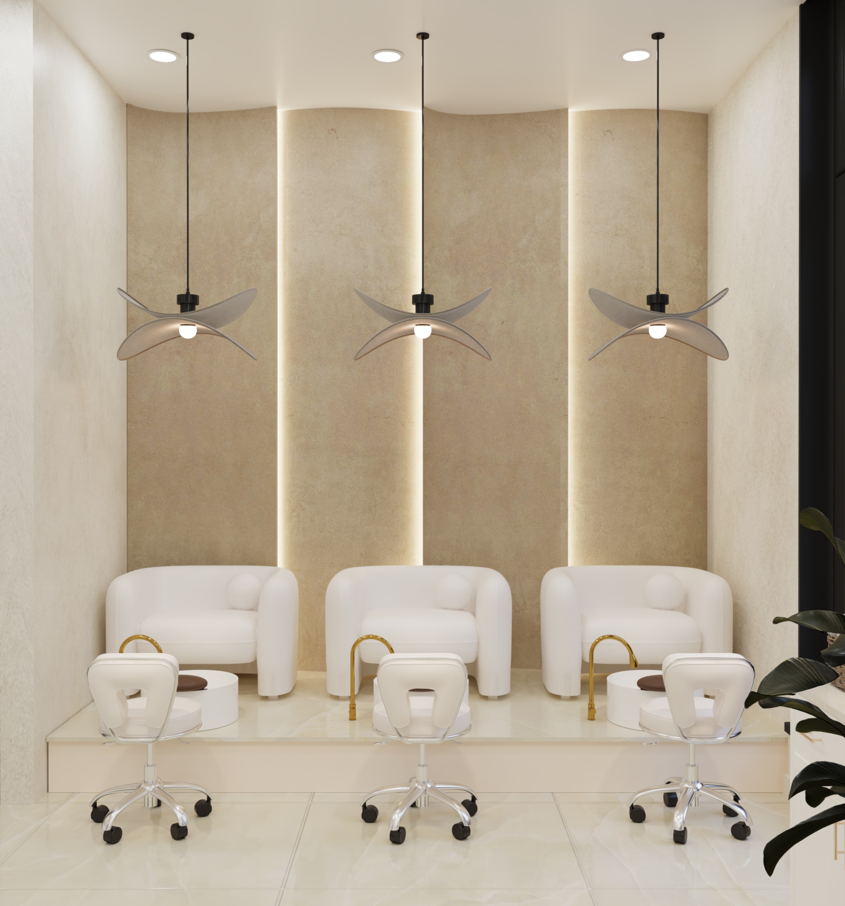 Thiết kế nội thất tiệm nail hiện đại tại Mỹ