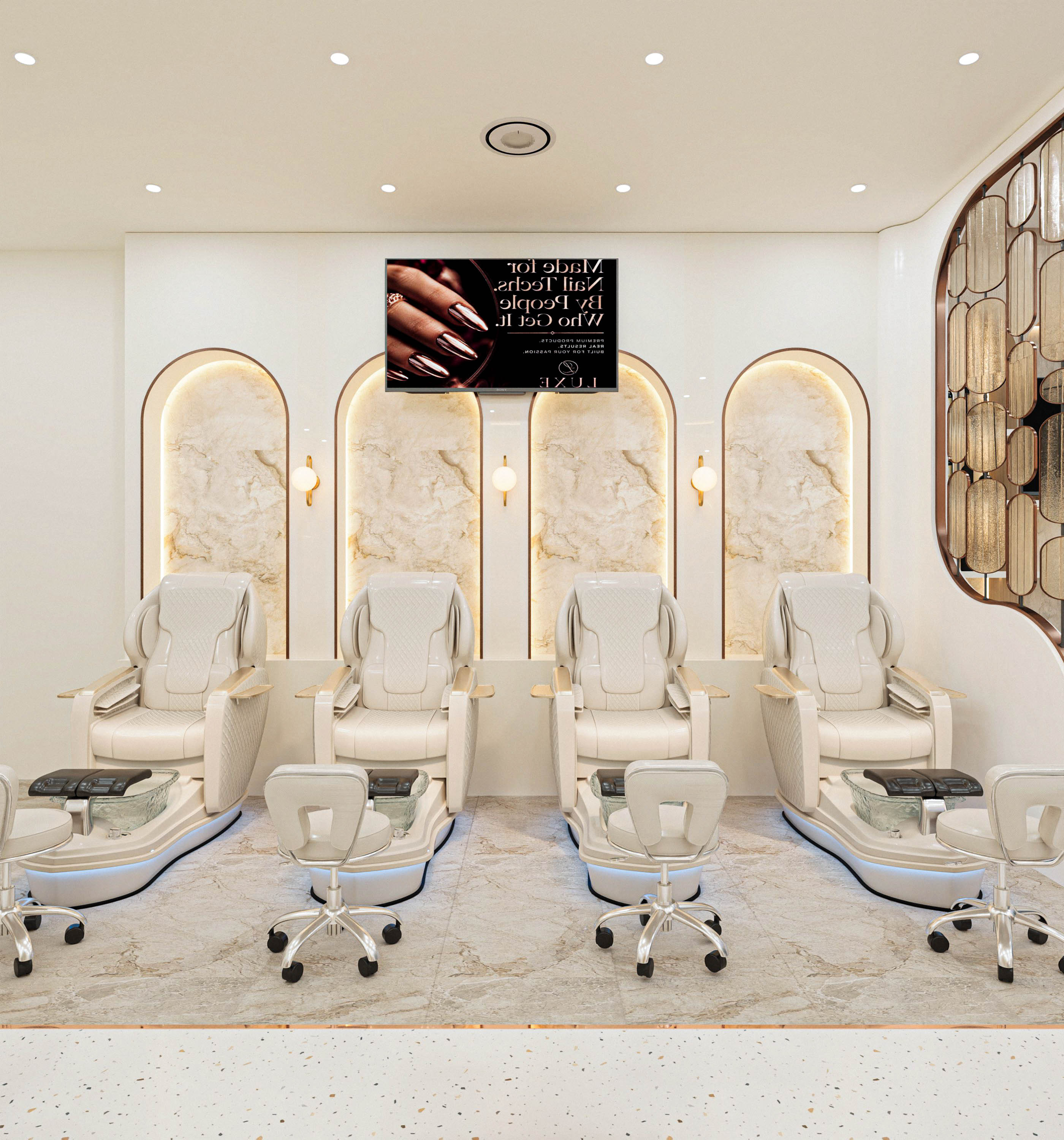 Cách trang trí nội thất tiệm nail đẹp với không gian hoàn chỉnh từ dự án Spencil