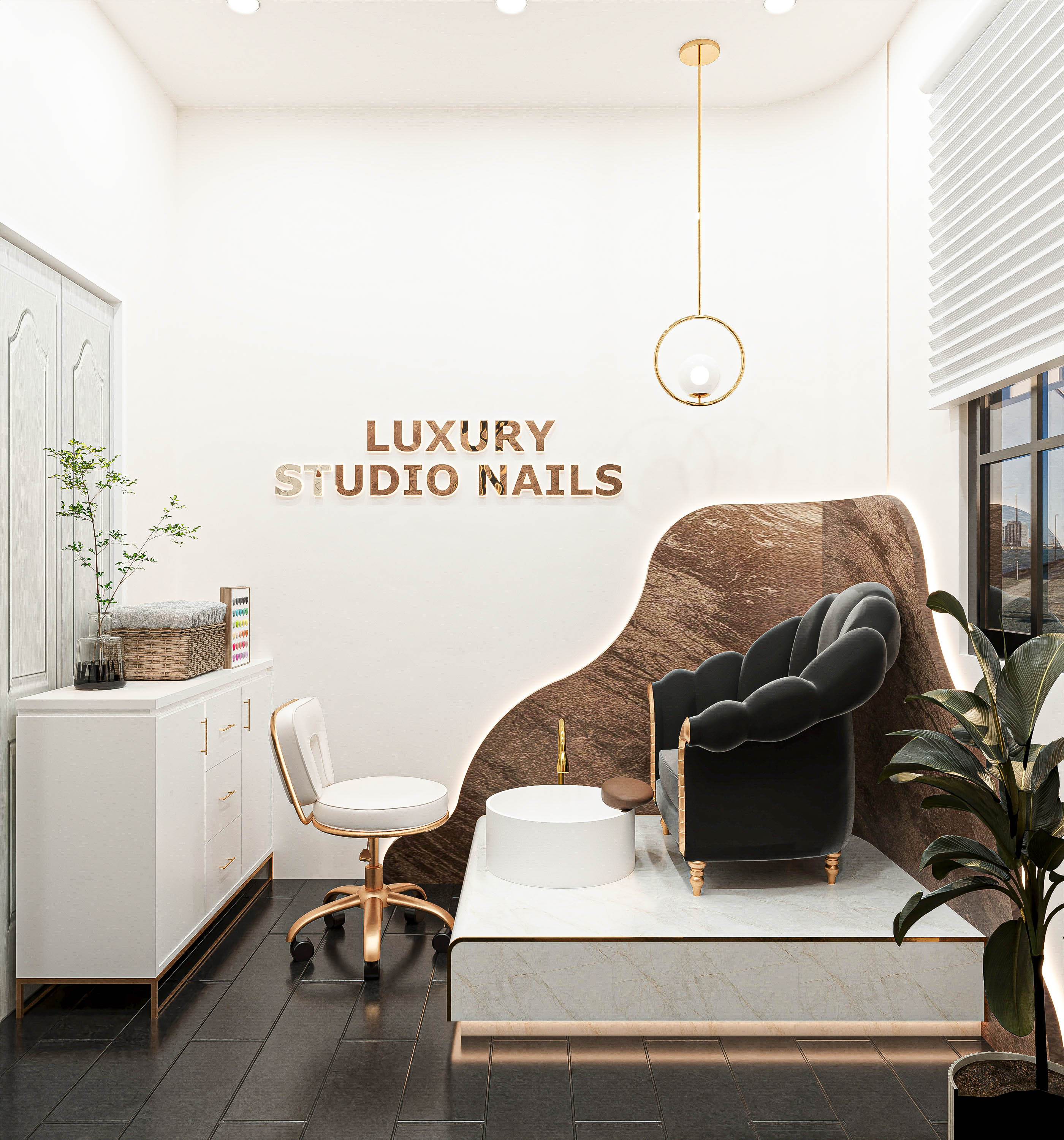 Thiết kế tiệm nail nhỏ đẹp ở mỹ thu hút khách