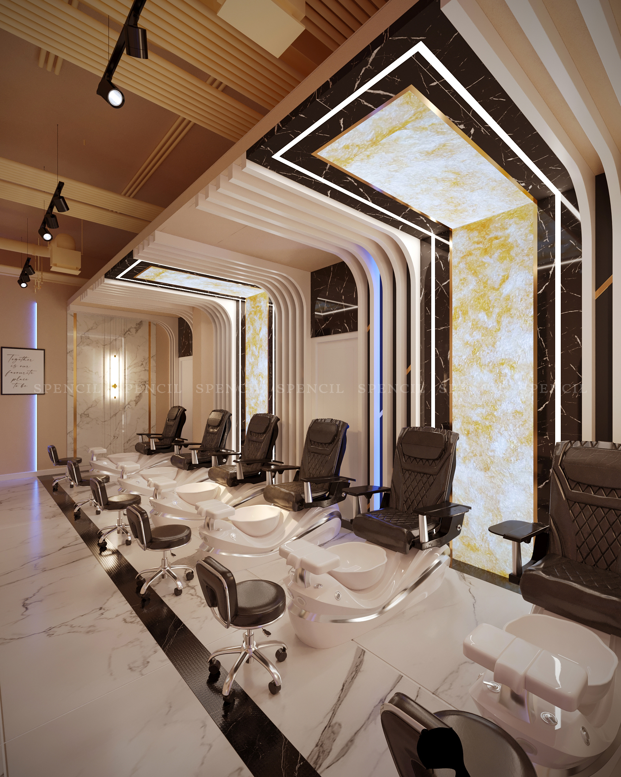 Ghế spa làm móng đẹp tại Mỹ luxury pedicure chair trong tiệm nail thiết kế cao cấp