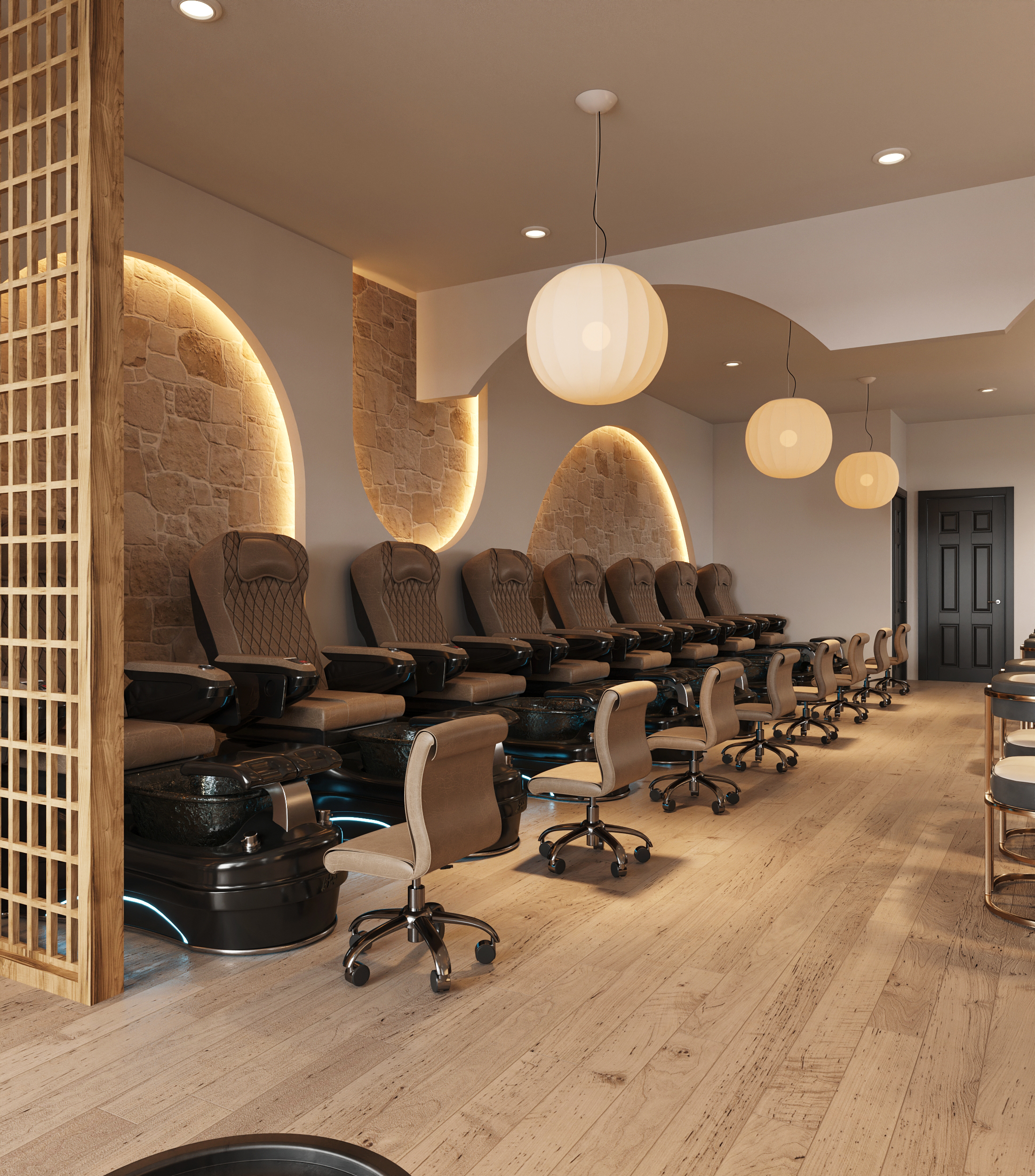 thiết kế nội thất tiệm nail trên khắp nước Mỹ