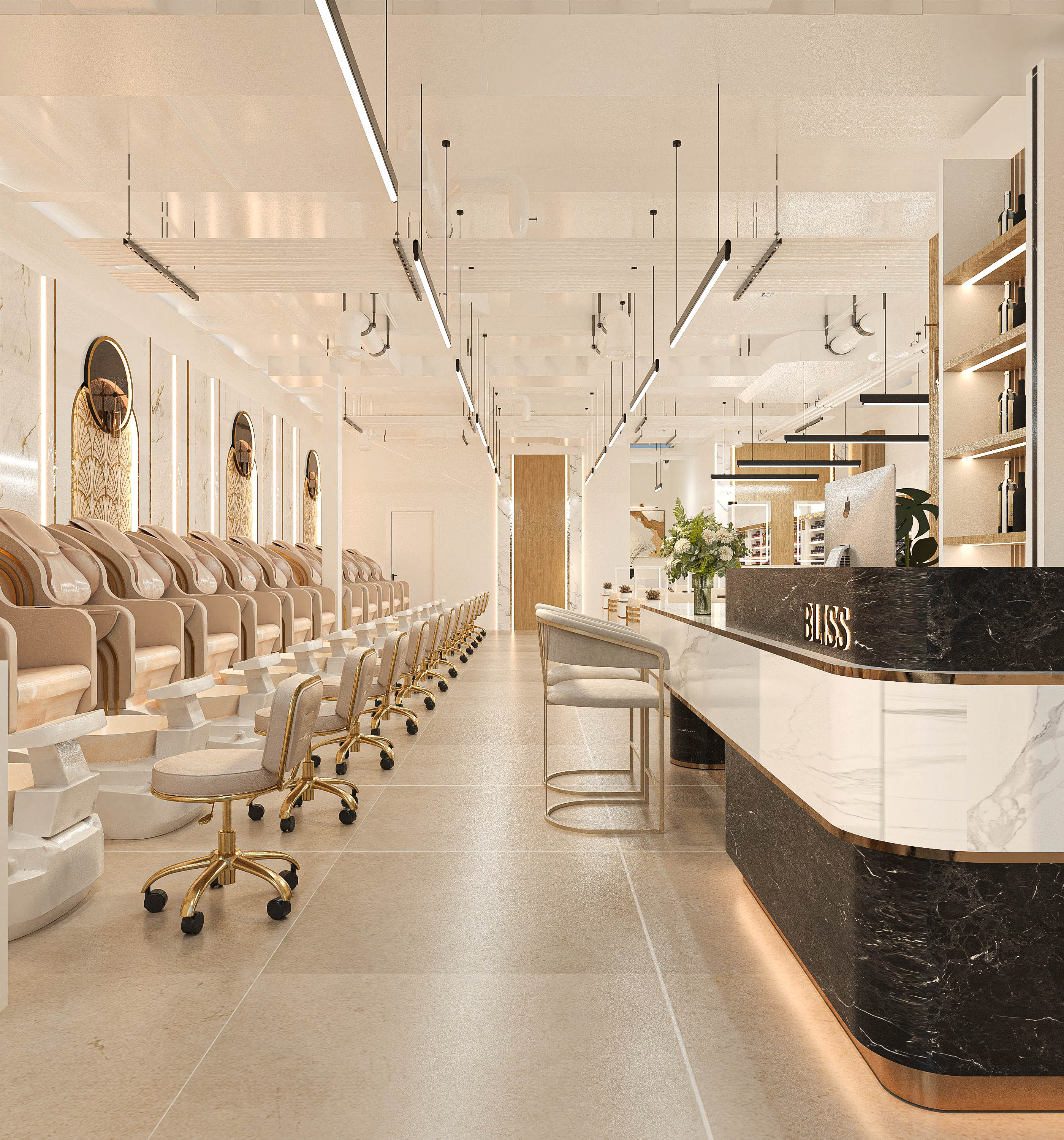 Thiết kế tiệm nail tại California — không gian hiện đại tại khu vực Orange County