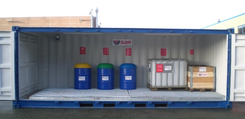 Leie av miljøcontainer med oppsamlingskar,lufting og full sideåpning