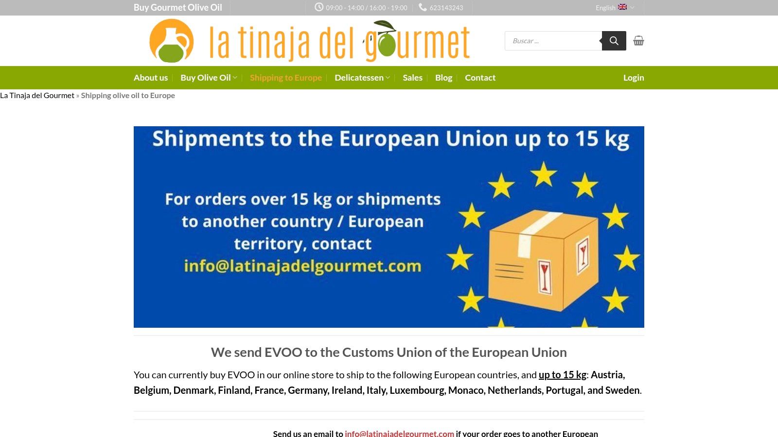 La Tinaja del Gourmet (Spanien) – EU‑shipping till Sverige