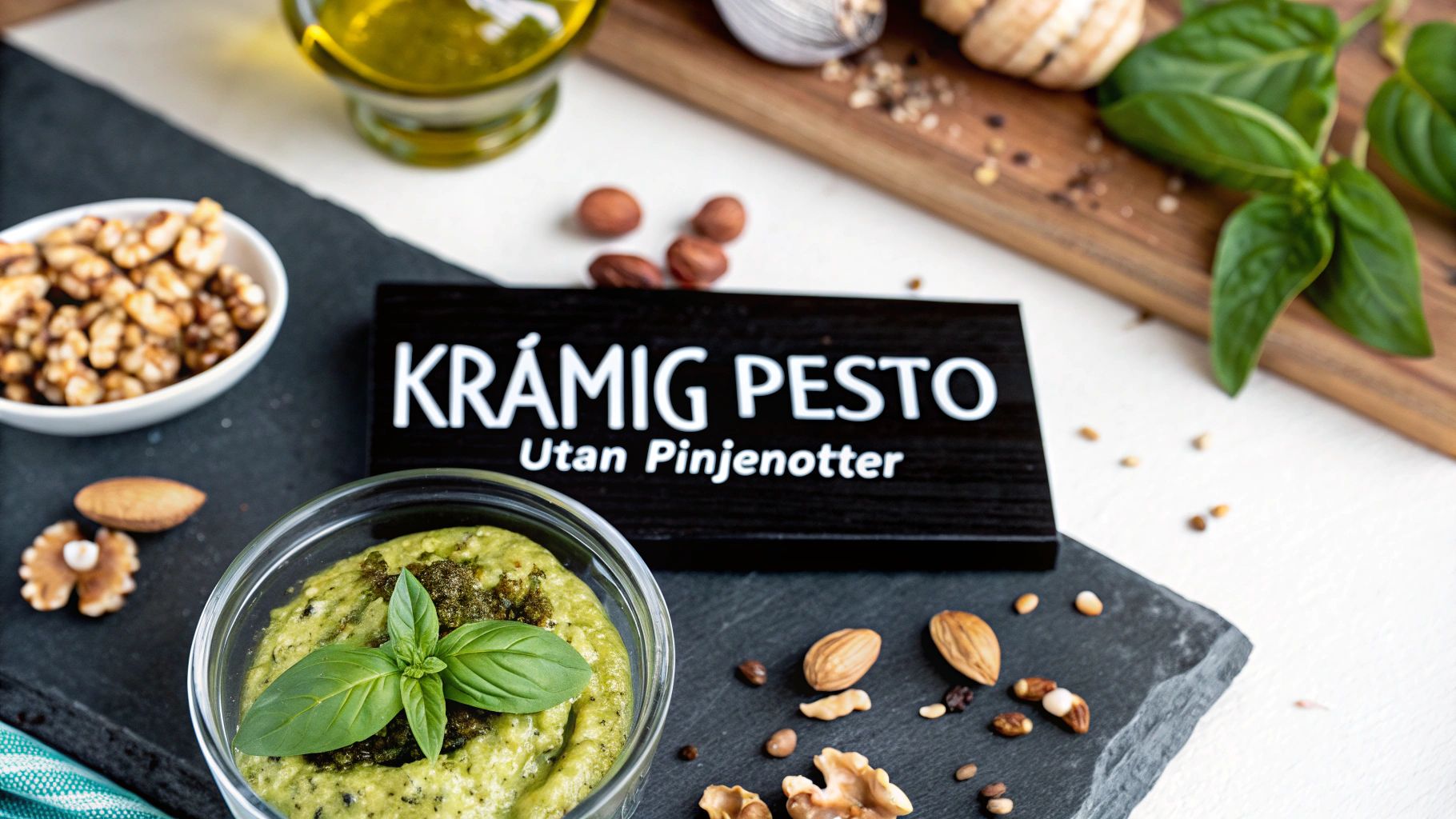 Krämig pesto utan pinjenötter