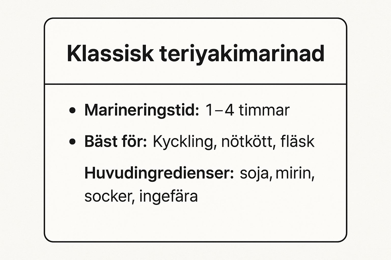 Infographic showing key data about Klassisk Teriyakimarinad