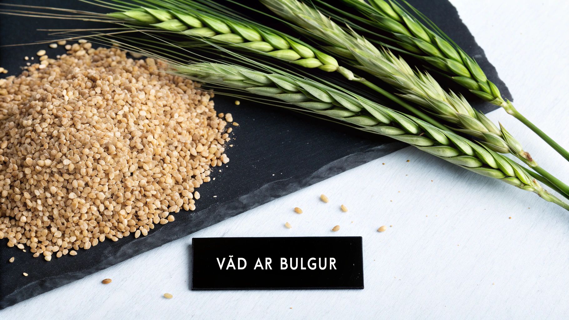 En skål med okokt bulgur och vetekärnor