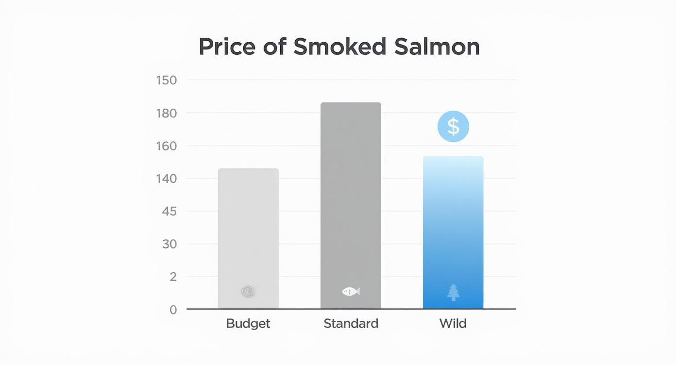 Infographic about pris på varmrökt lax