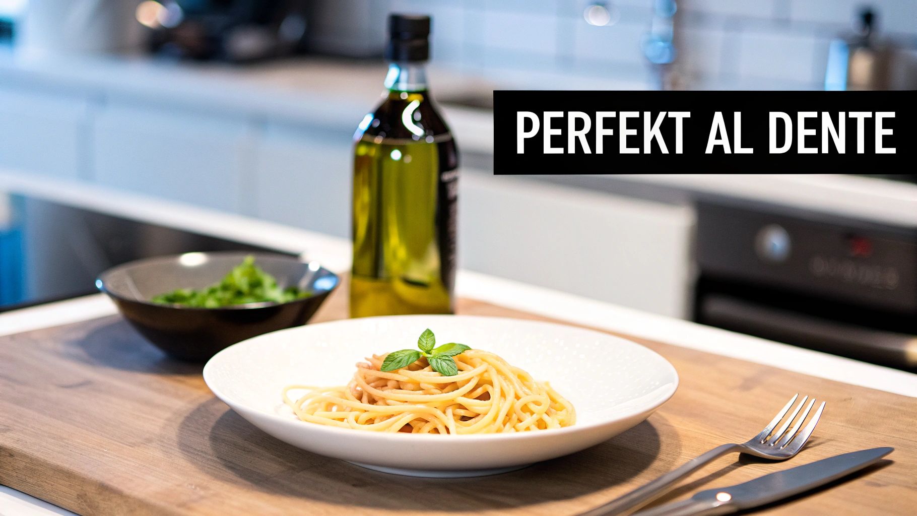 Spagetti som kokas i en stor kastrull med saltat vatten.