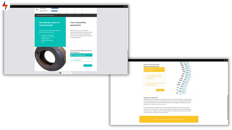 FLOWSPARKS SMARTPAGES e-learning template with reflective questions, demonstrating how to make e-learning interactive and engaging.