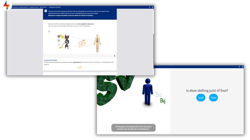 Example of Vincotte’s radiation protection training created with FLOWSPARKS, showing how SMARTPAGES and ONTHESPOT help turn complex theory into engaging practice.