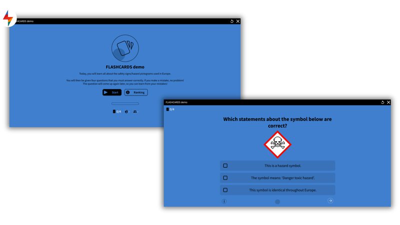 Screenshot of FLOWSPARKS FLASHCARDS adaptive learning technology where learners drill knowledge and repeat missed questions using the Leitner method.