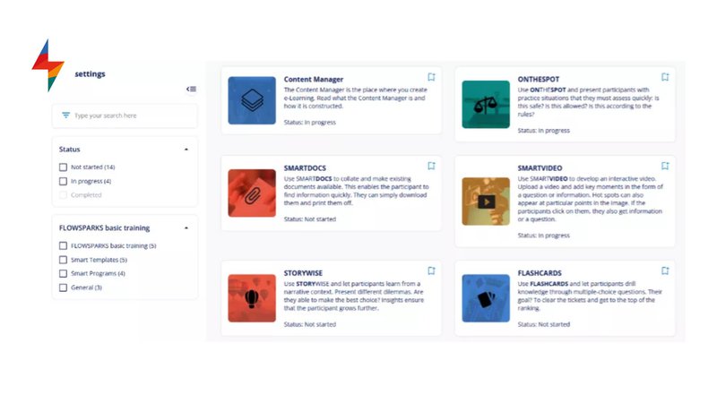 Catalogusinterface met een lijst van leeractiviteiten waaruit lerenden kunnen kiezen.
