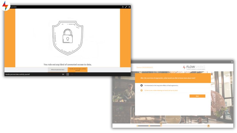 Microlearning examples onboarding module showing a data security lesson for new hires