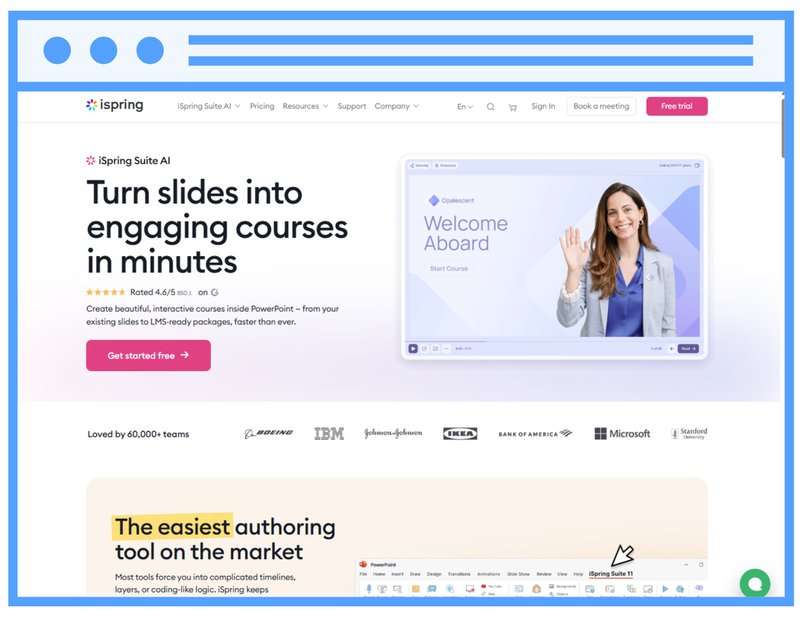 Screenshot of ispring's homepage