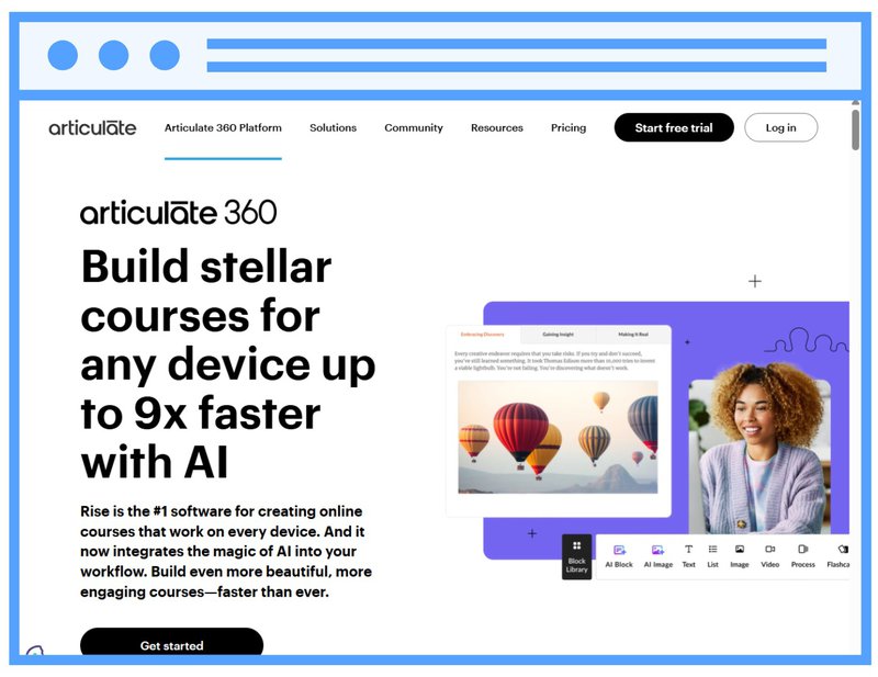 Screenshot of Articulate Rise's homepage