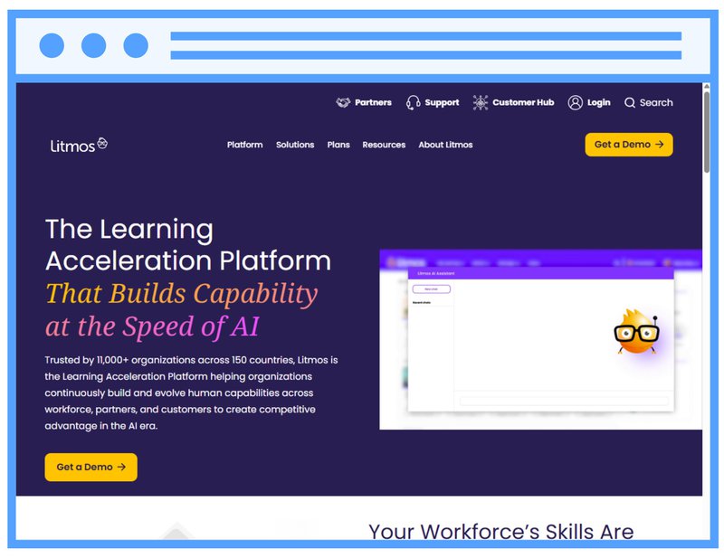 Screenshot of Litmos' homepage