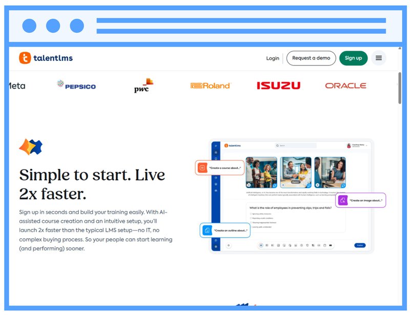 Screenshot of TalentLMS's homepage