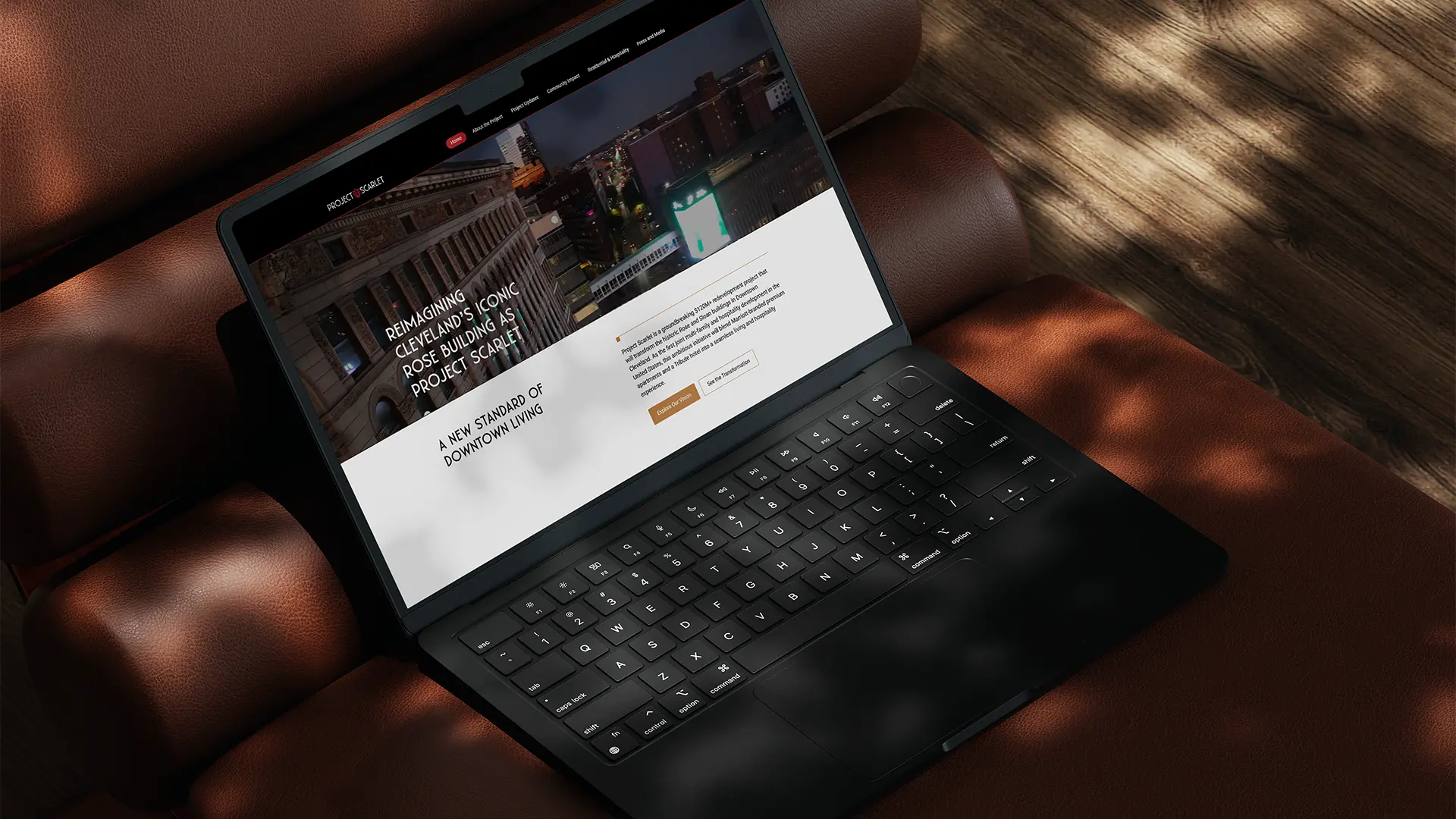Project Scarlet website open on a laptop