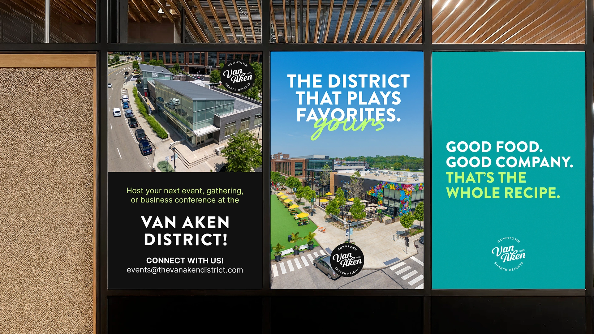 Van Aken District campaign posters in the district