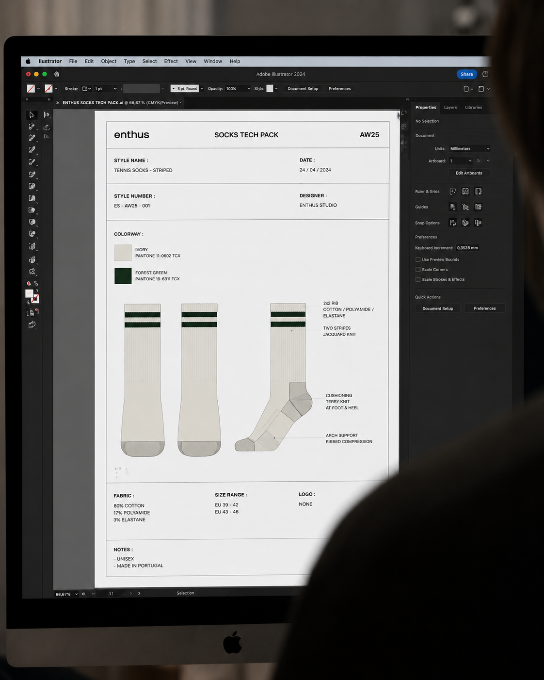 Design draft for company socks