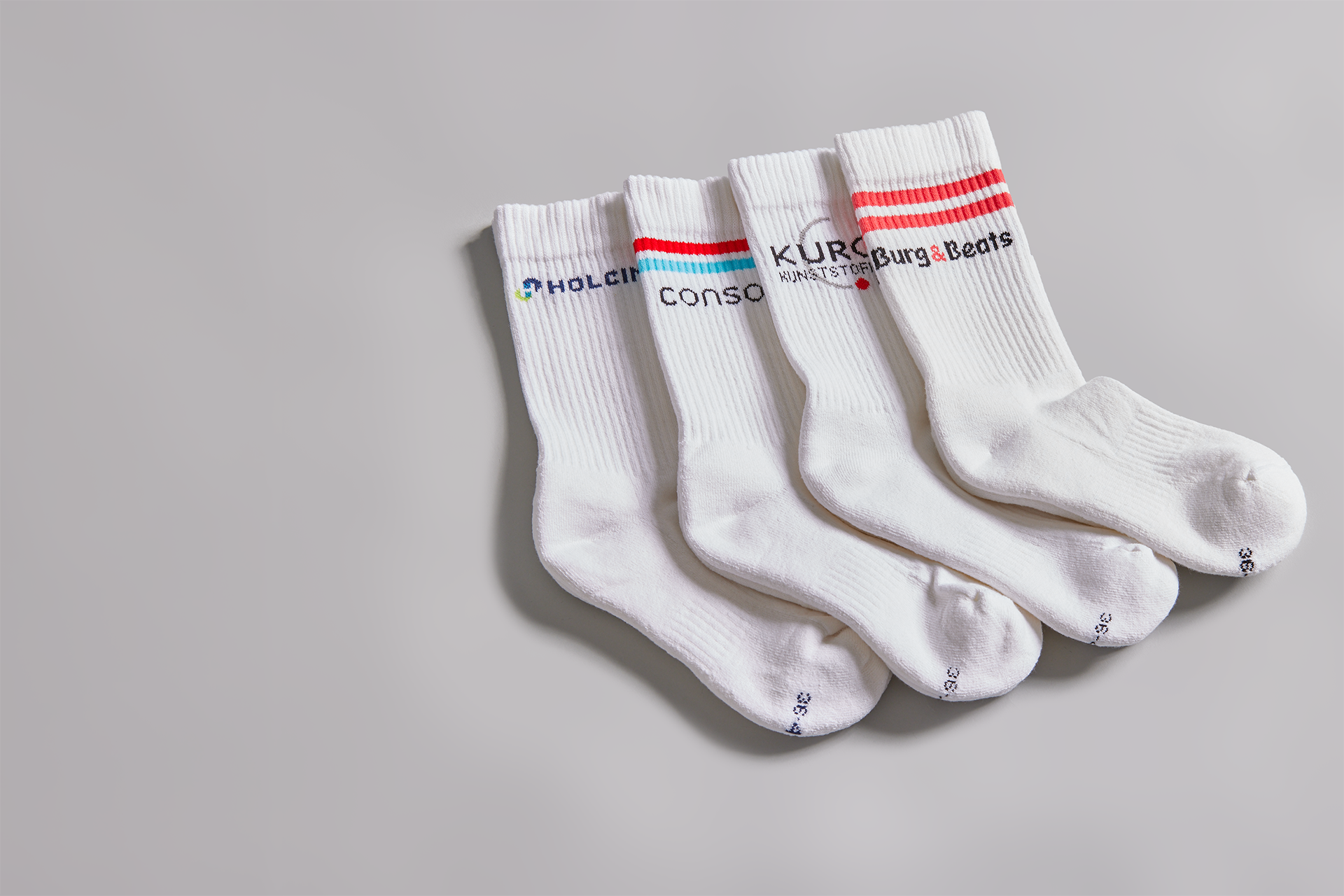 Socks with company logo made in Europe
