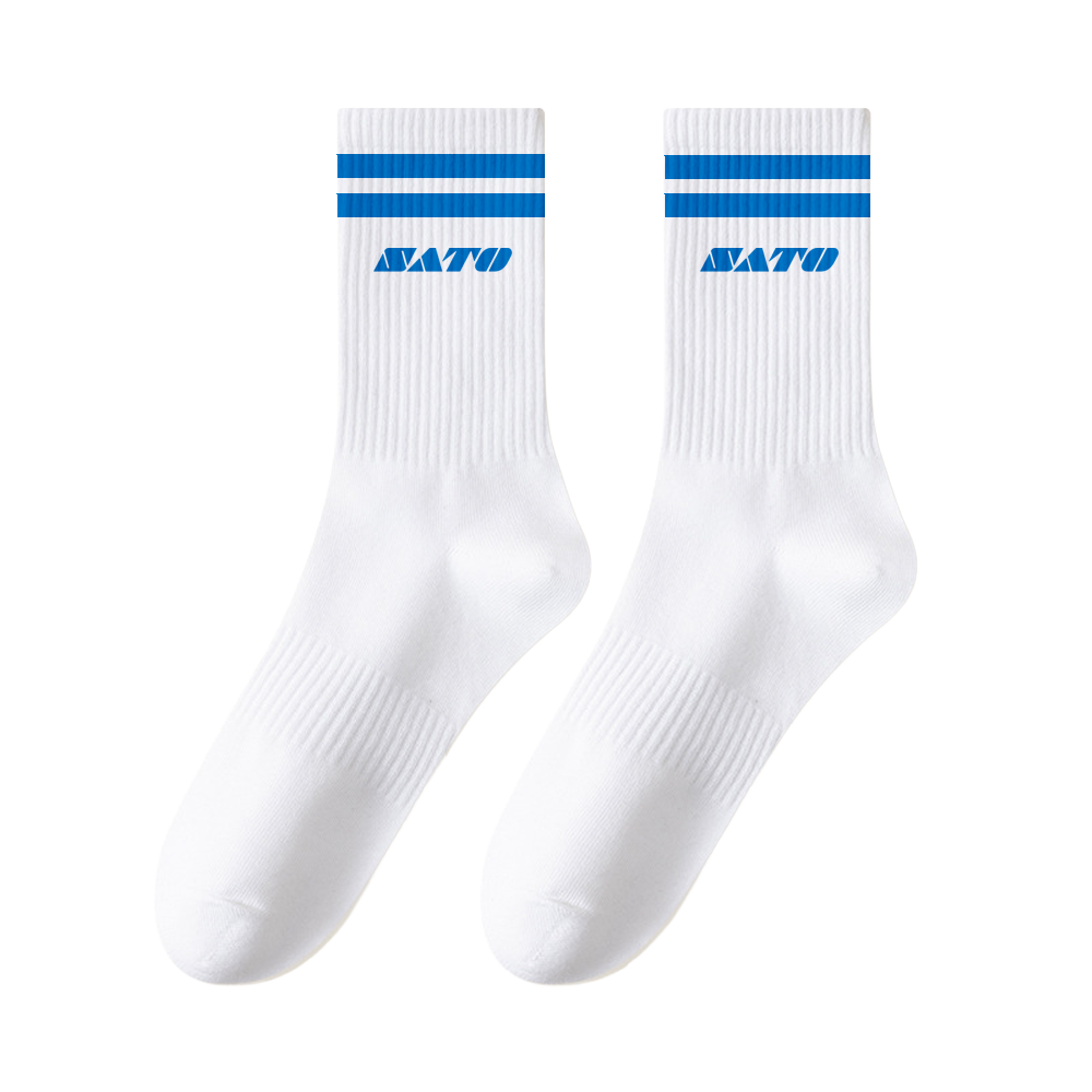 Sport socks with company logo, SATO example