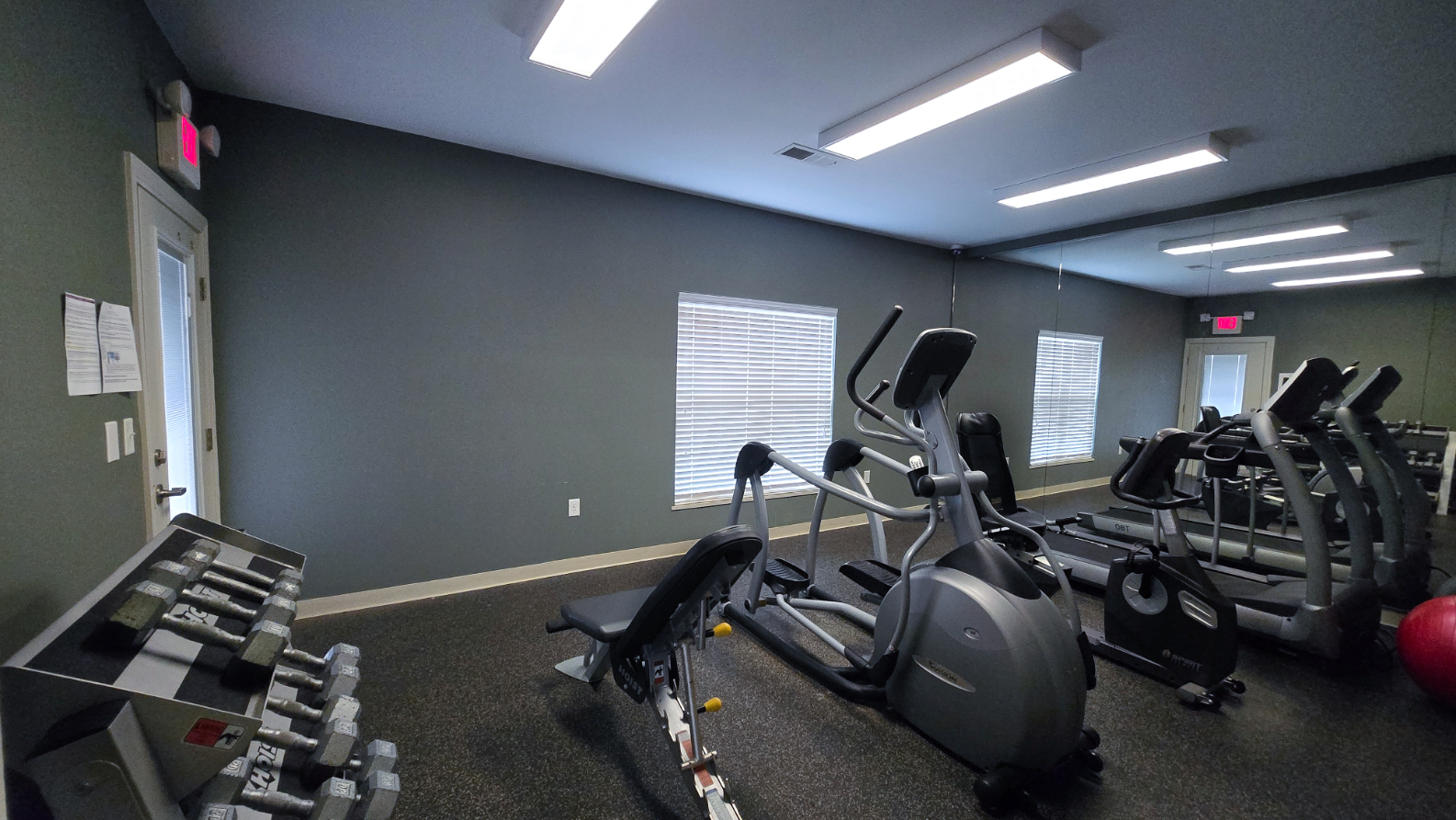 Fitness center with stationary bike