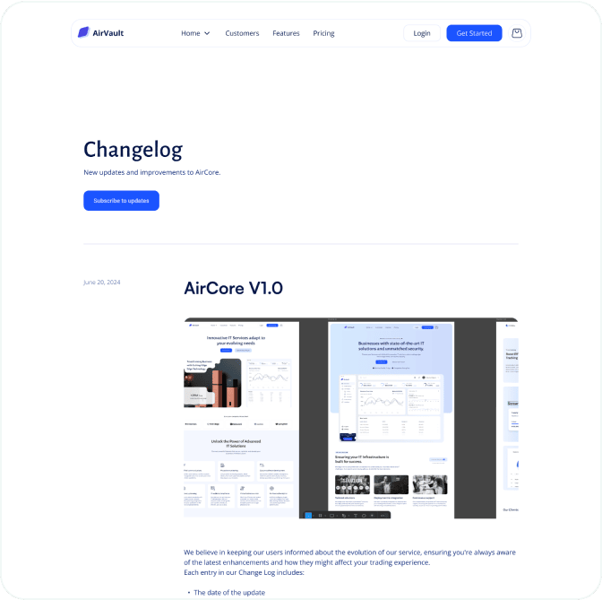 AirVault webflow template image